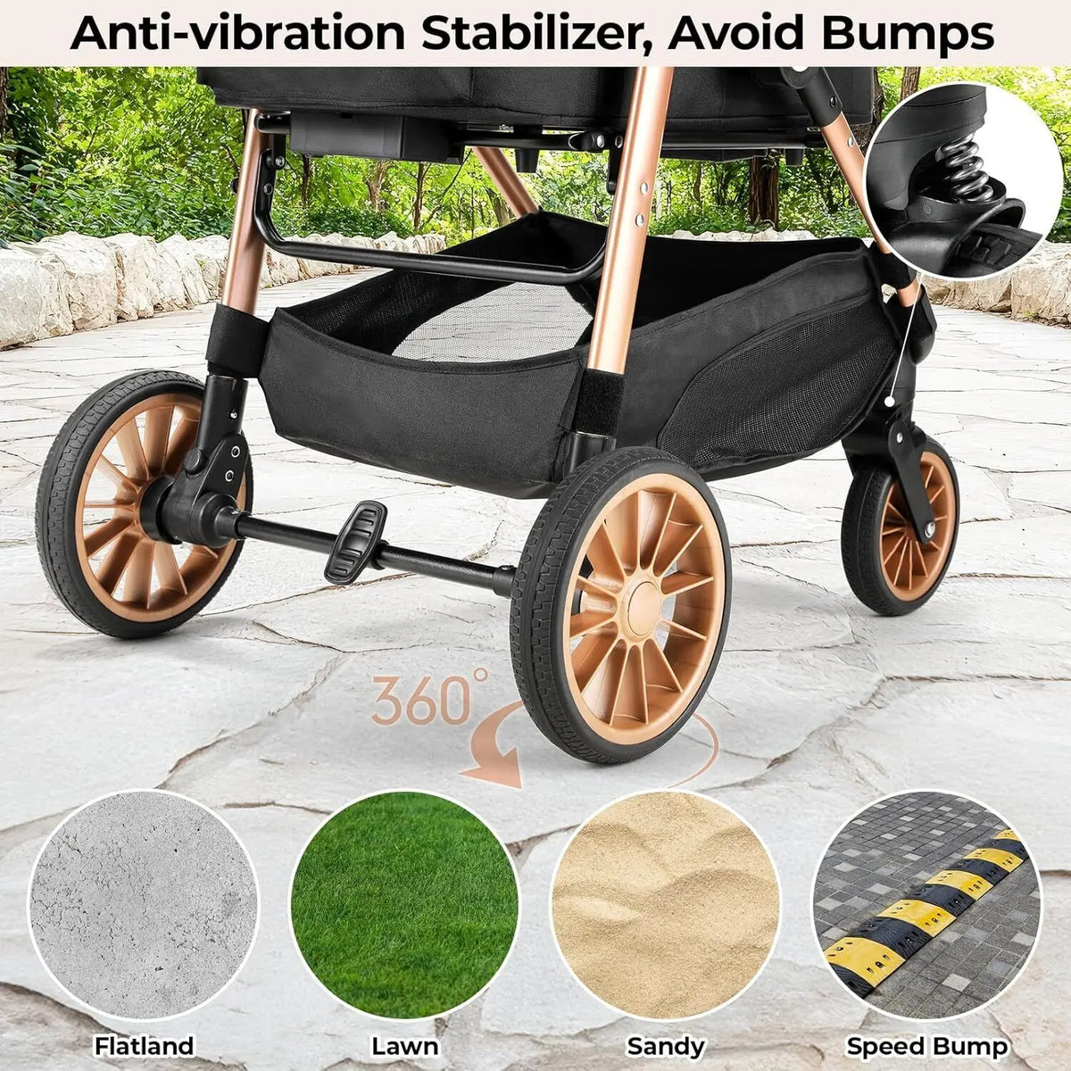 All Terrain Pet Stroller With Detachable Carrier And Folding Design