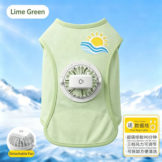 Detachable USB Fan Dog Cooling Vest UV Protective Summer Tank