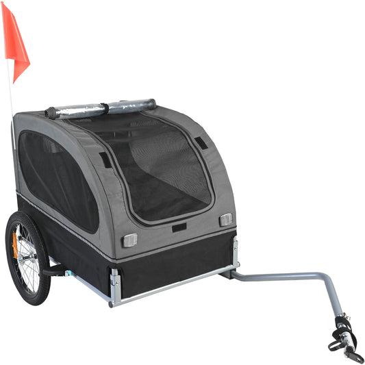 SucceBuy Folding Dog Bike Trailer Pet Carrier With Safety Reflectors