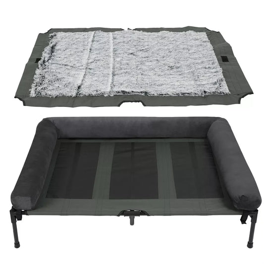 Bingopaw Elevated Cooling Dog Mesh Cot With Detachable Plush Bolster
