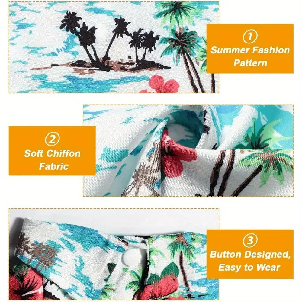 Pet Hawaiian Shirts Set Breathable Dog And Cat Apparel