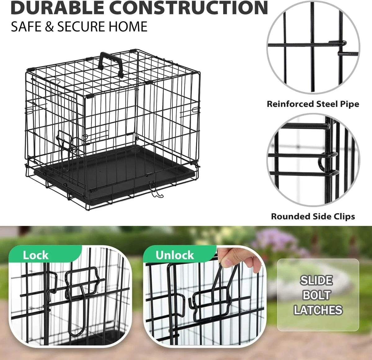 Premium Folding Pet Dog Crate With Secure Dual Entry Doors