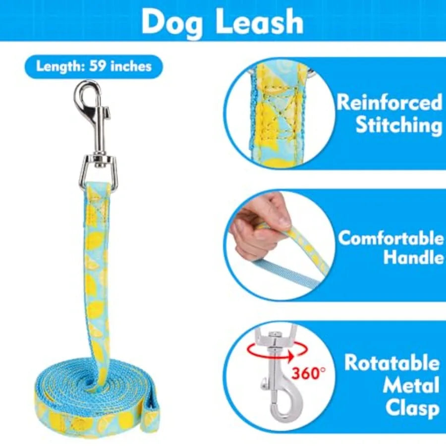 Adjustable Step In Dog Harness Collar And Leash Set
