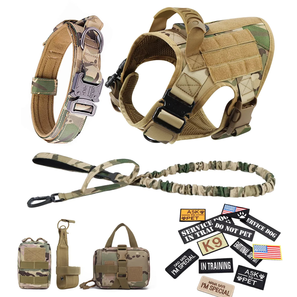 PetraVel Tactical Dog Harness Vest And Complete Accessory Set