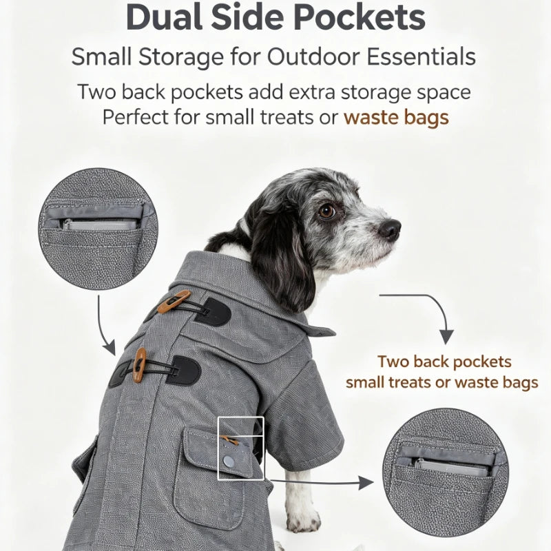Premium Riveted Collared Dog Coat Warm Windproof Pet Jacket