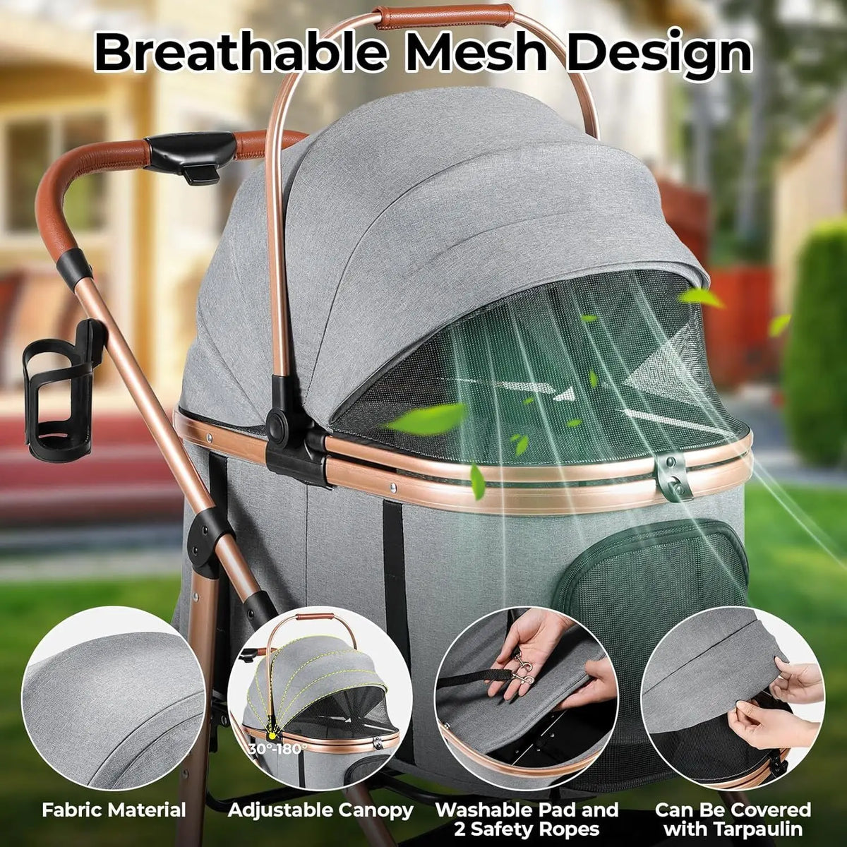 All Terrain Pet Stroller With Detachable Carrier And Folding Design