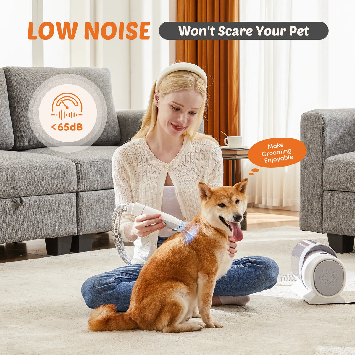 JHK Professional Cordless Pet Grooming Vacuum Kit Clipper Tools