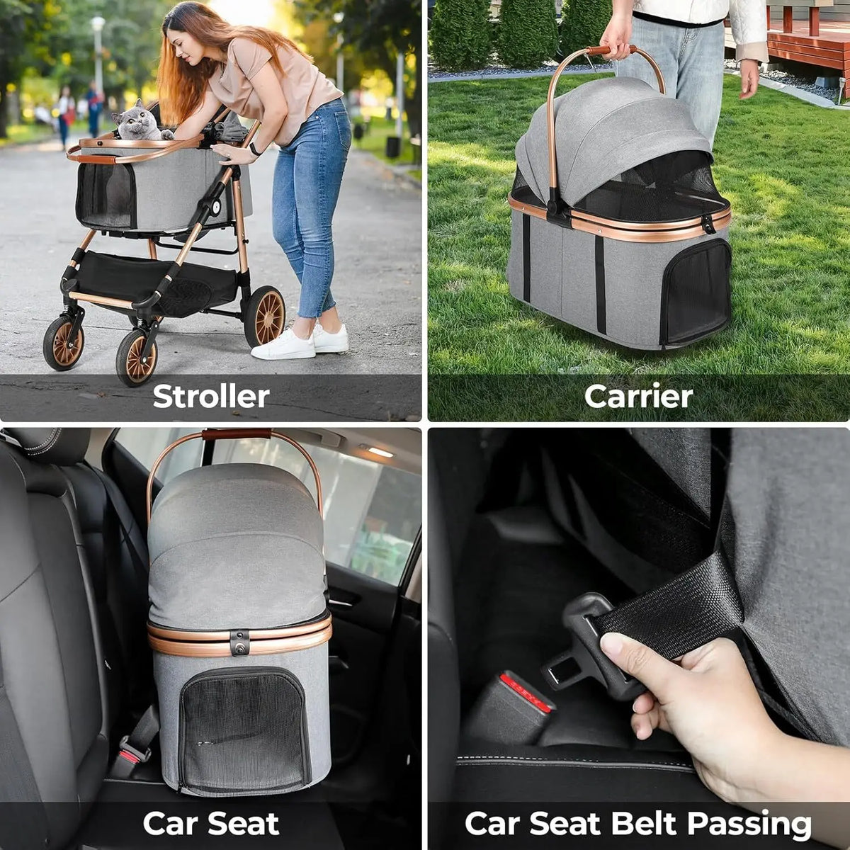 All Terrain Pet Stroller With Detachable Carrier And Folding Design