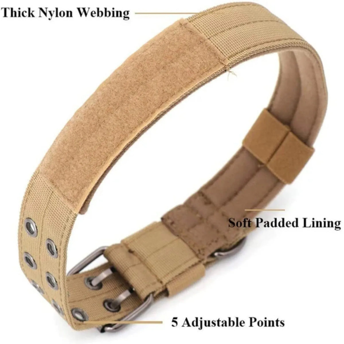Heavy Duty Nylon Tactical Dog Collar With Metal Buckle K9