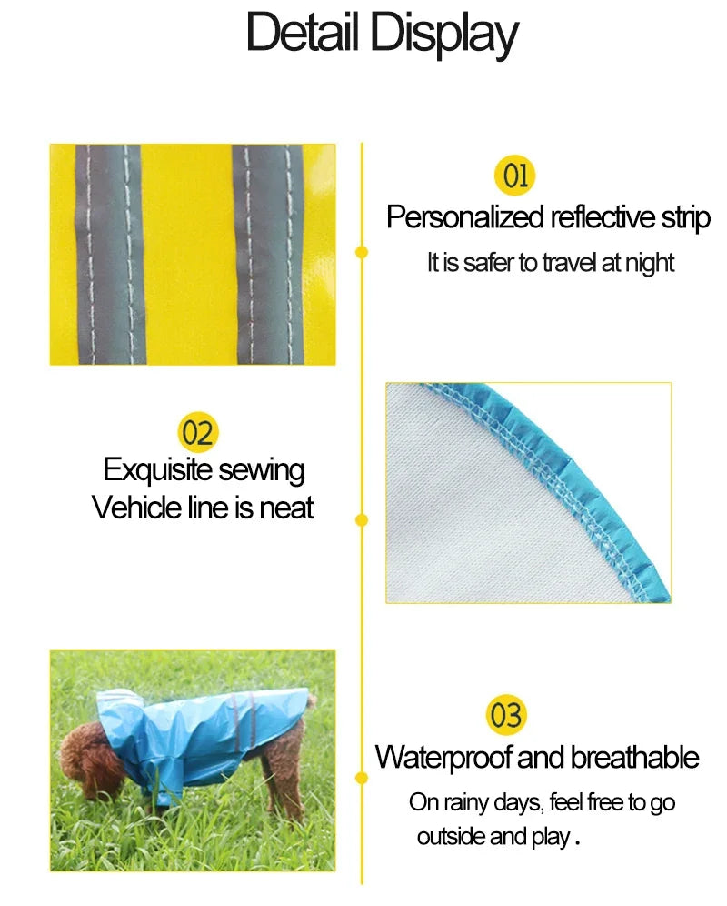 Waterproof Reflective Raincoat For Dogs And Cats Outdoor Protection