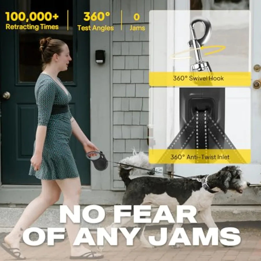 Retractable Dog Leash With Tangle Free Swivel Walking Control