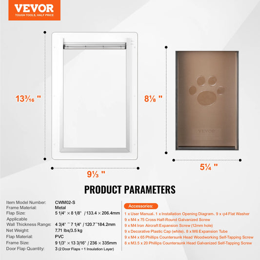 SucceBuy Metal Pet Door With Lock And Weatherproof Flap System