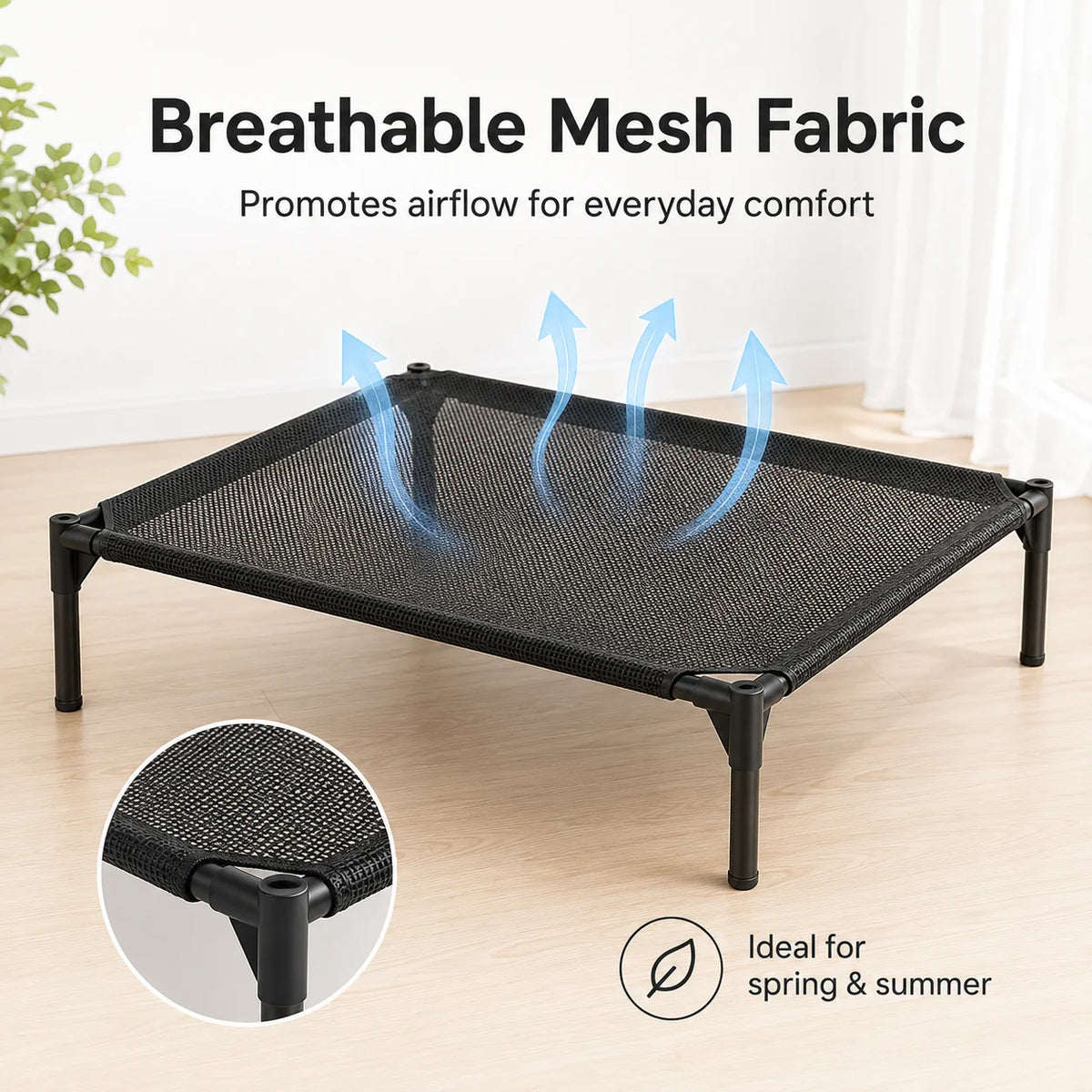 Breathable Mesh Elevated Dog Bed With Durable Nylon Frame