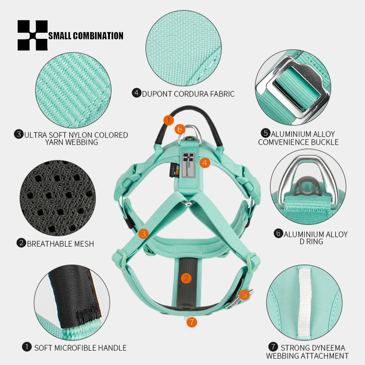 SMALL COMBINATION Reflective No Pull Dog Harness and Leash Set