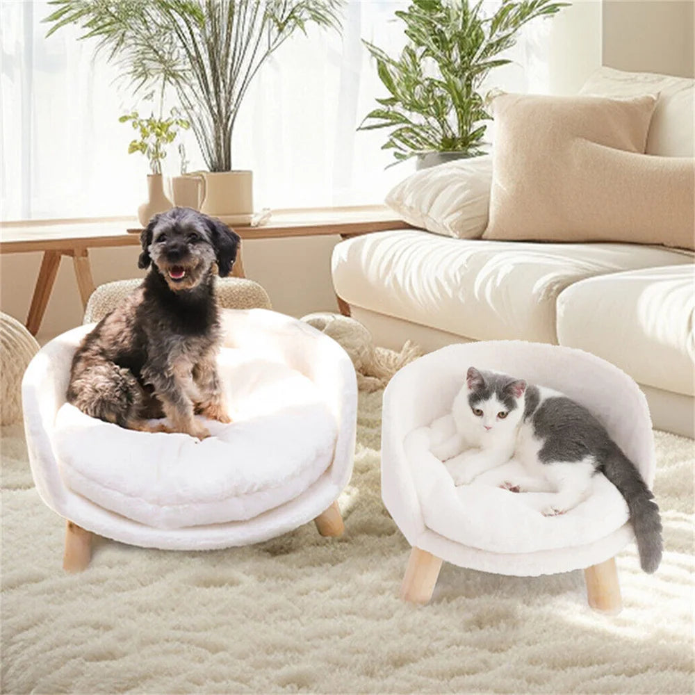 Borwart Elevated Dog Cat Sofa Bed with Removable Padded Cushion