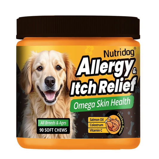 Nutridog Dog Allergy Itch Relief Chews Omega 3 Vitamin C