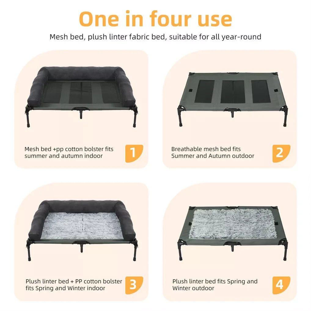 Bingopaw Elevated Cooling Dog Mesh Cot With Detachable Plush Bolster