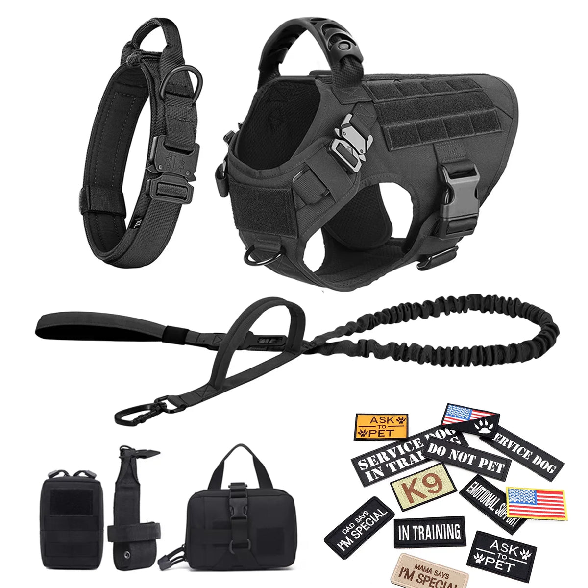 PetraVel Tactical Dog Harness Vest And Complete Accessory Set