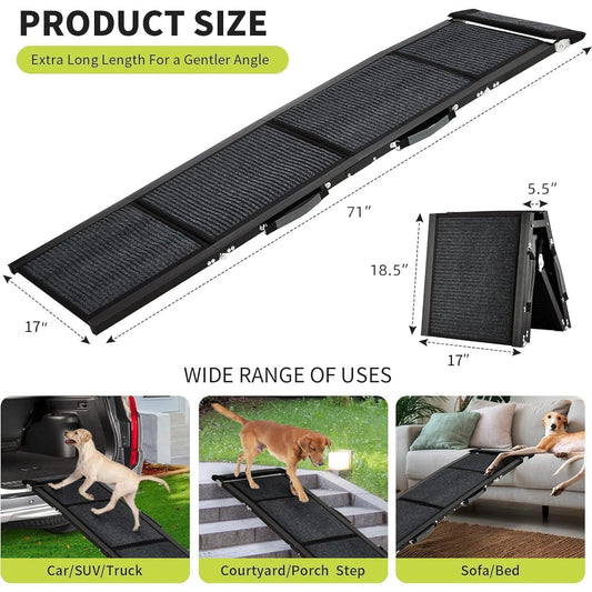 HiMISS Folding Dog Car Ramp With Non Slip Surface Portable Outdoor