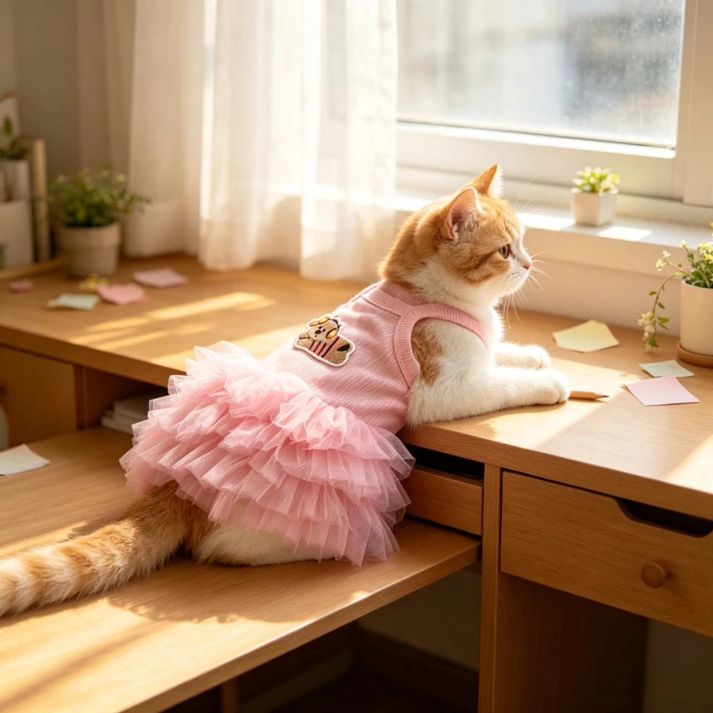 Sleeveless Puffy Princess Dog Skirt For Small Pets And Cats