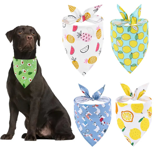Washable Fruit Floral Dog Bandana Soft Adjustable Pet Scarf
