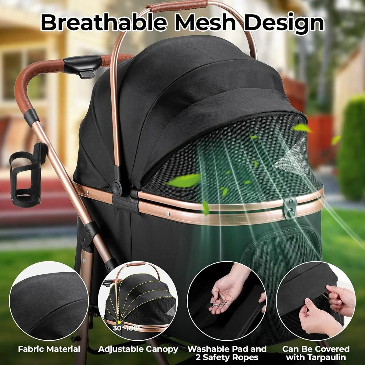 All Terrain Pet Stroller With Detachable Carrier And Folding Design