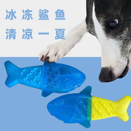 Cool Water Filled Shark Dog Chew Toy For Teething Relief