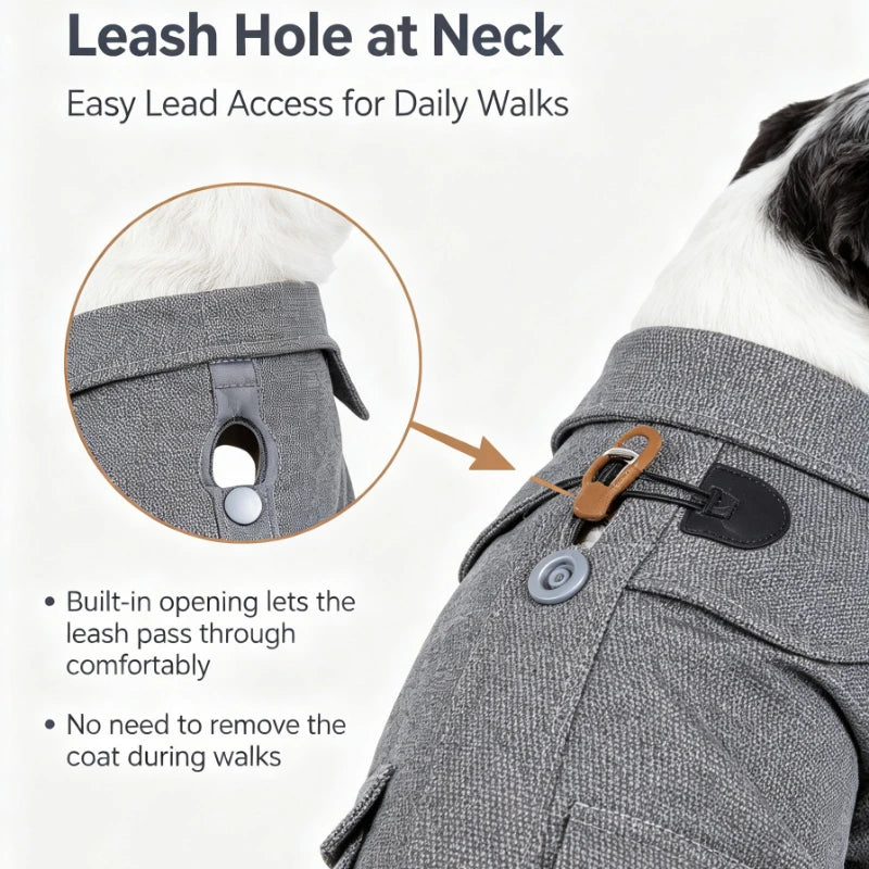 Premium Riveted Collared Dog Coat Warm Windproof Pet Jacket