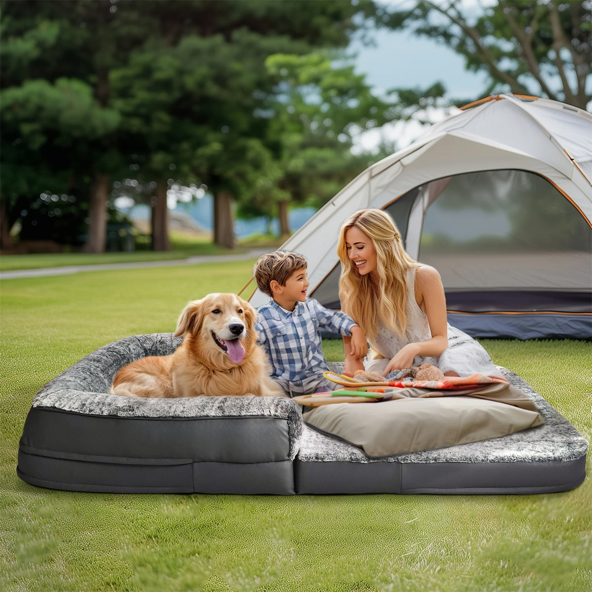 BINGOPAW Foldable Orthopedic Plush Pet Bed With Comfort Bolster