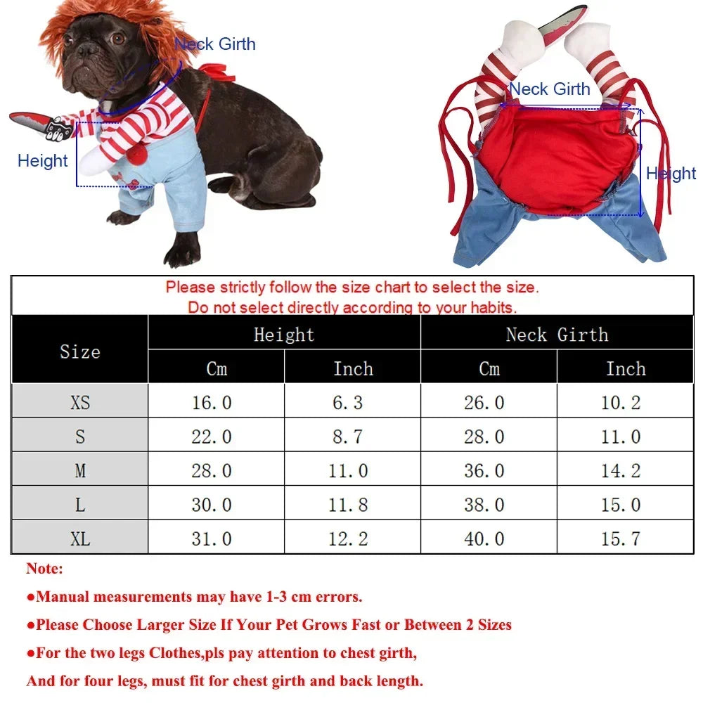 Holapet Halloween Chucky Pet Costume For Dogs And Cats