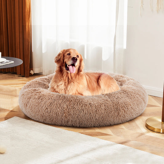 Mcq Circular Faux Fur Dog Bed Anti Slip Machine Washable