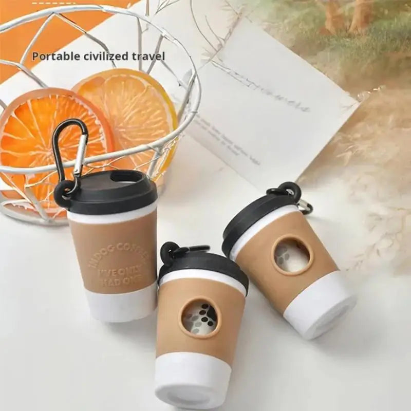 Portable Coffee Cup Shaped Pet Waste Bag Dispenser Dog Walking