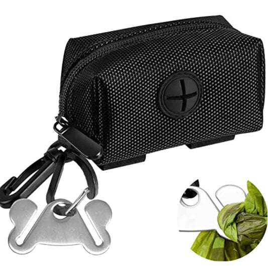 Soft Fabric Zipper Dog Waste Bag Dispenser And Pet Poop Pouch