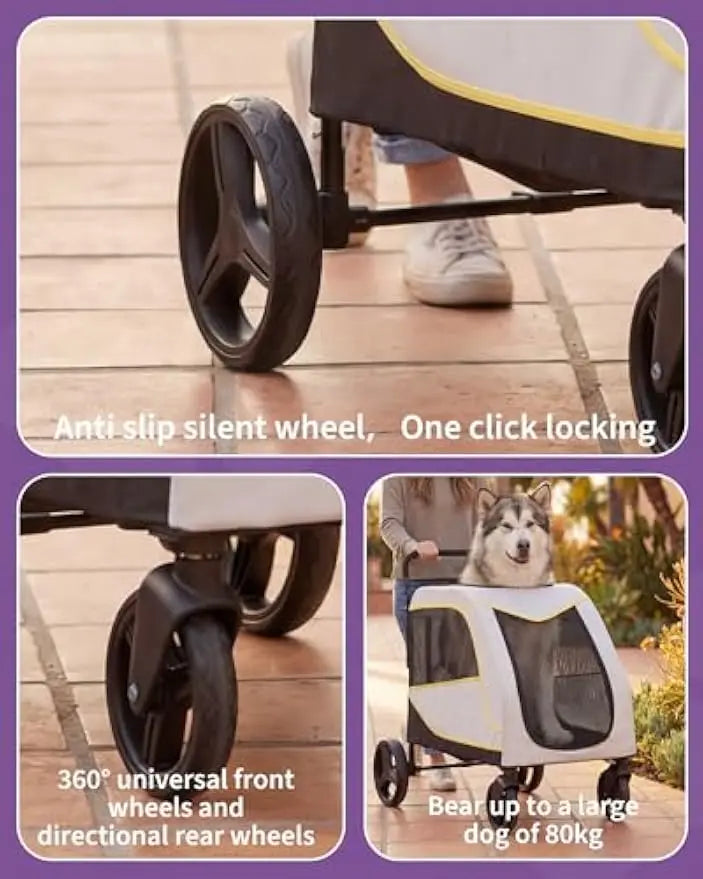 Garvee Folding Four Wheel Pet Stroller For Large Dogs And Cats