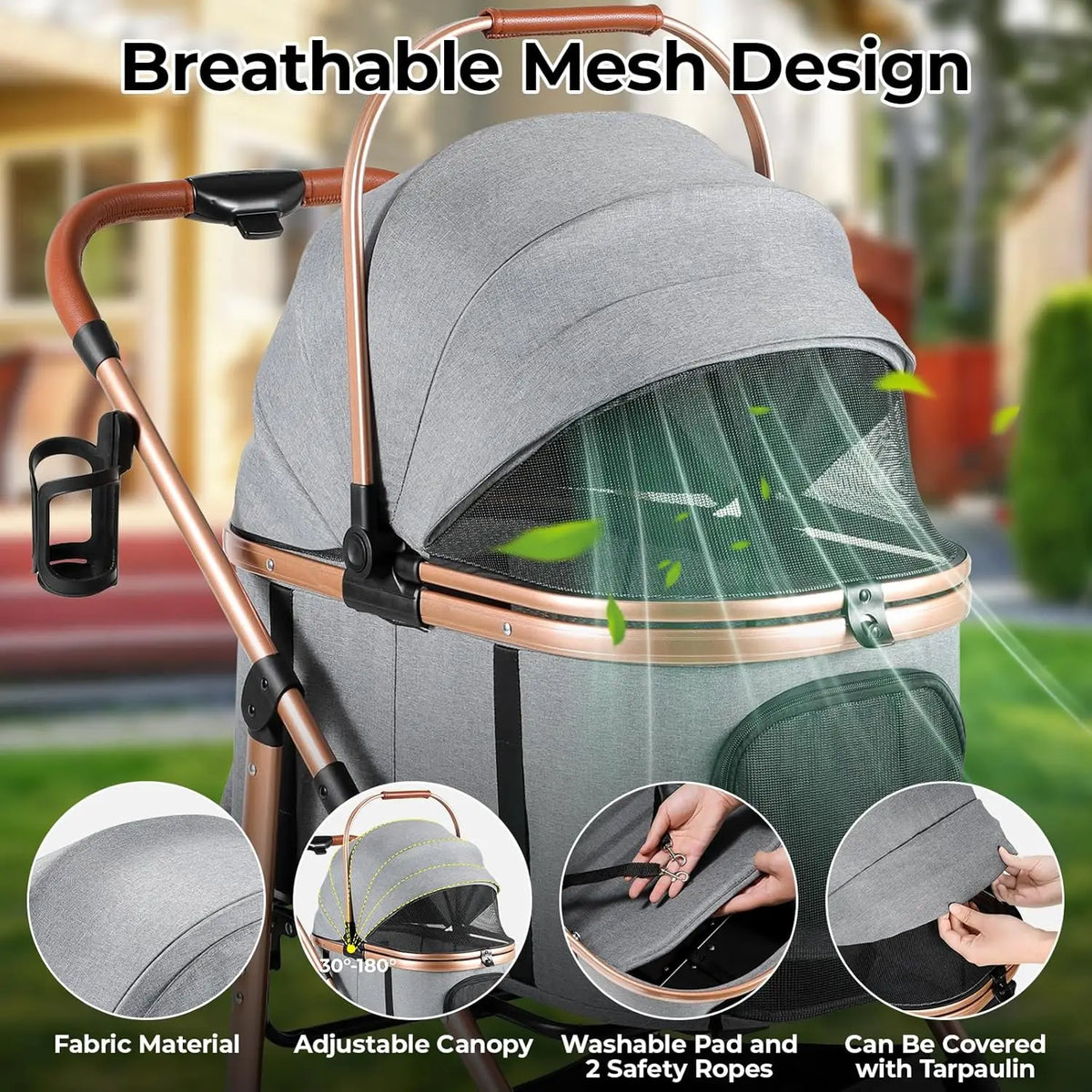 All Terrain Pet Stroller With Detachable Carrier And Folding Design