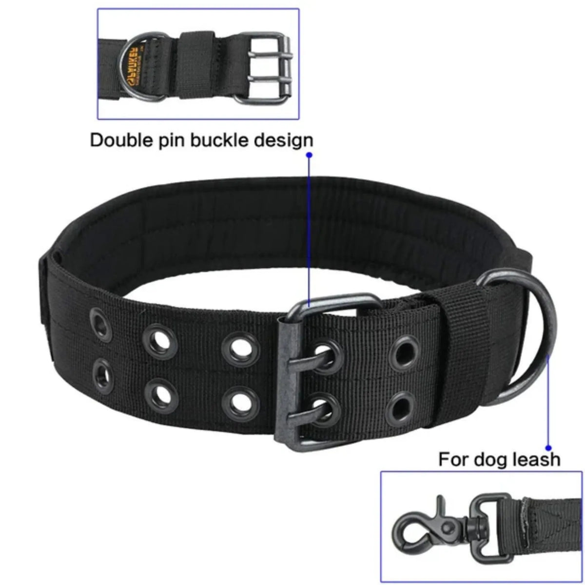 Heavy Duty Nylon Tactical Dog Collar With Metal Buckle K9