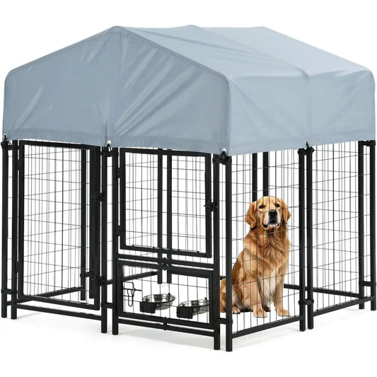Heavy Duty Outdoor Dog Kennel With Secure Lock Steel Mesh