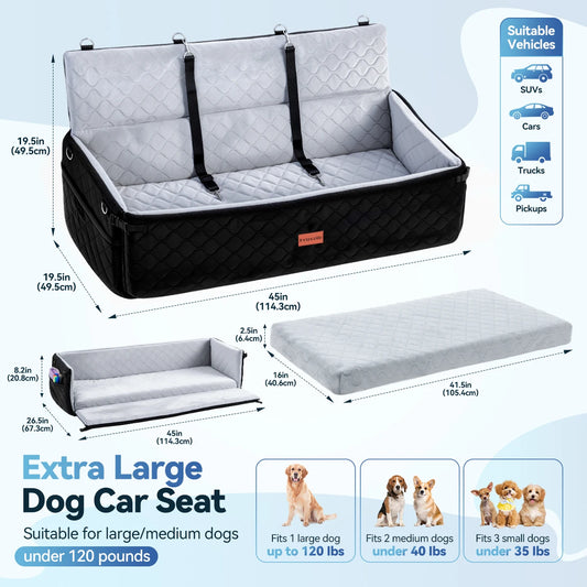 Domipet Multi Functional Dog Car Seat With Thick Cushion Leashes