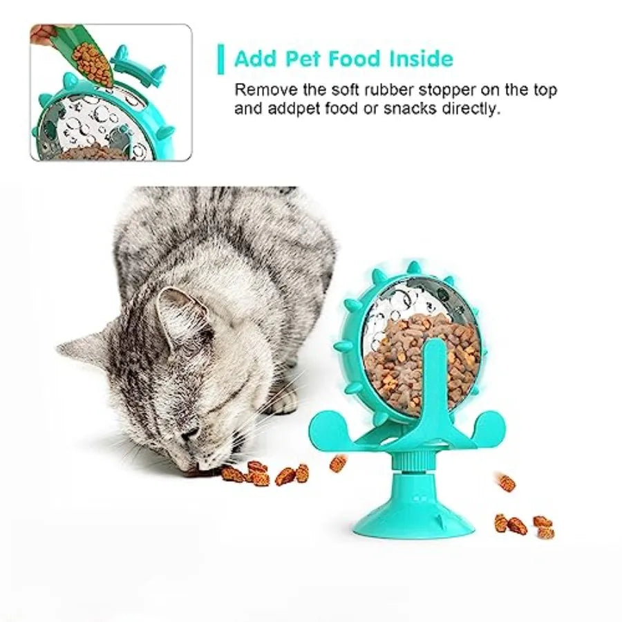 Interactive Cat And Dog Treat Dispenser Rotating Feeder Toy