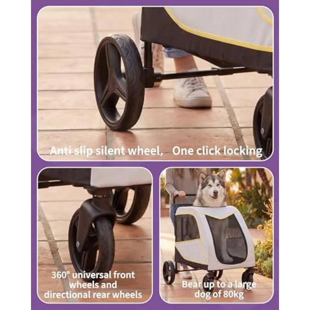 Garvee Folding Four Wheel Pet Stroller For Large Dogs And Cats