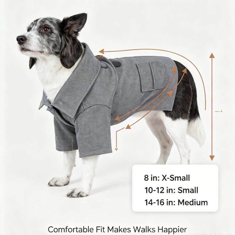 Premium Riveted Collared Dog Coat Warm Windproof Pet Jacket