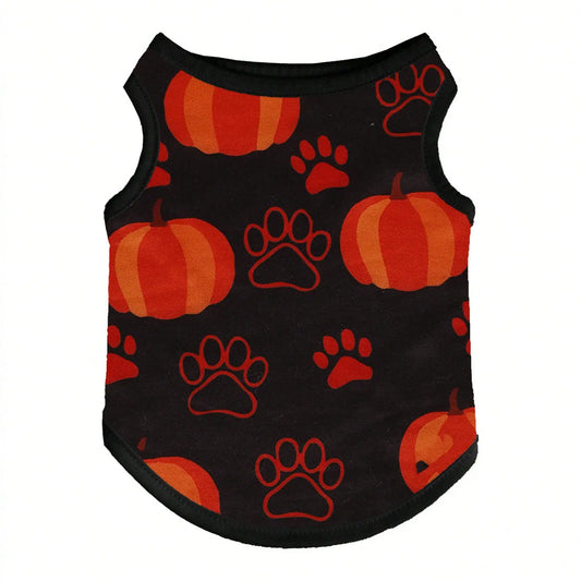 Funny Pumpkin Print Dog Costume Shirt For Holiday Events