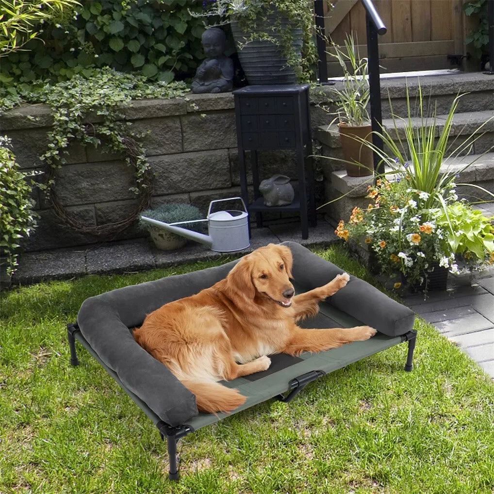 Bingopaw Elevated Cooling Dog Mesh Cot With Detachable Plush Bolster