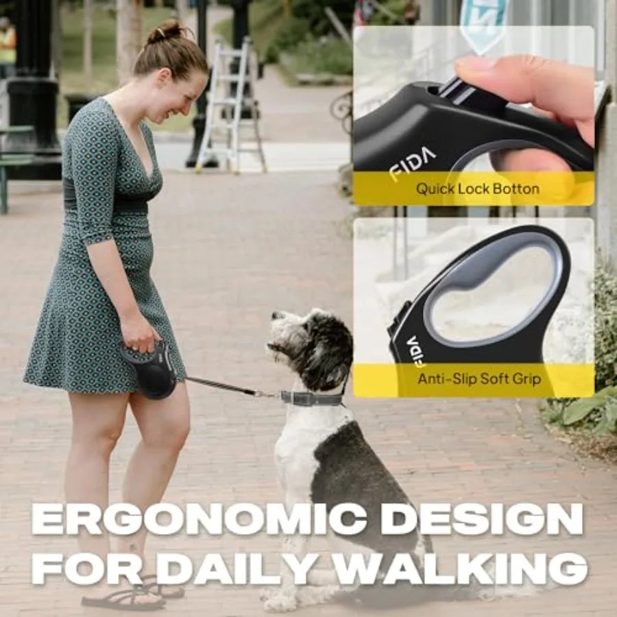 Retractable Dog Leash With Tangle Free Swivel Walking Control