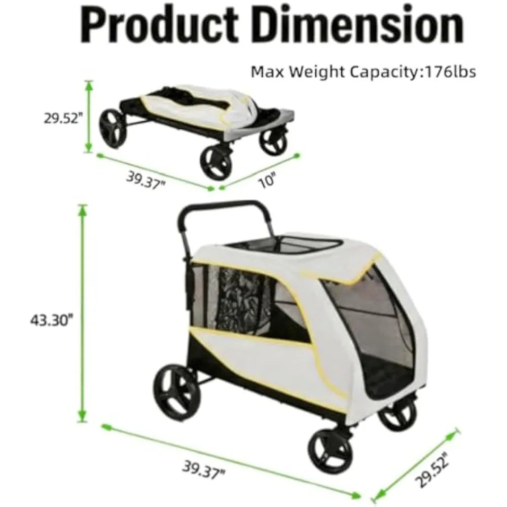 Garvee Folding Four Wheel Pet Stroller For Large Dogs And Cats