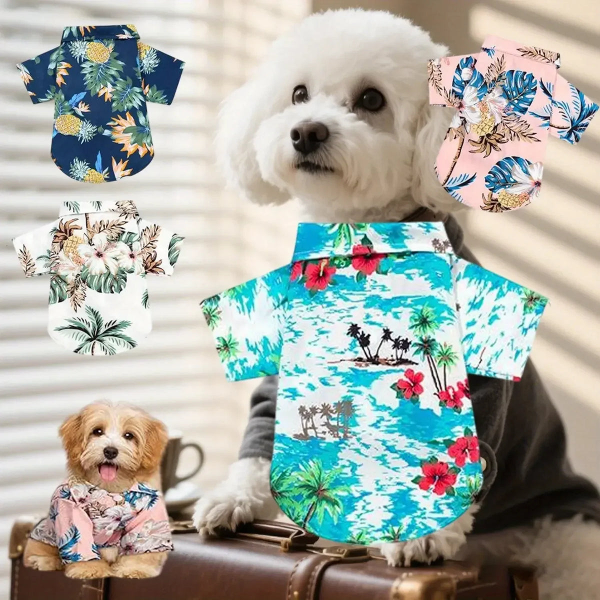 Pet Hawaiian Shirts Set Breathable Dog And Cat Apparel