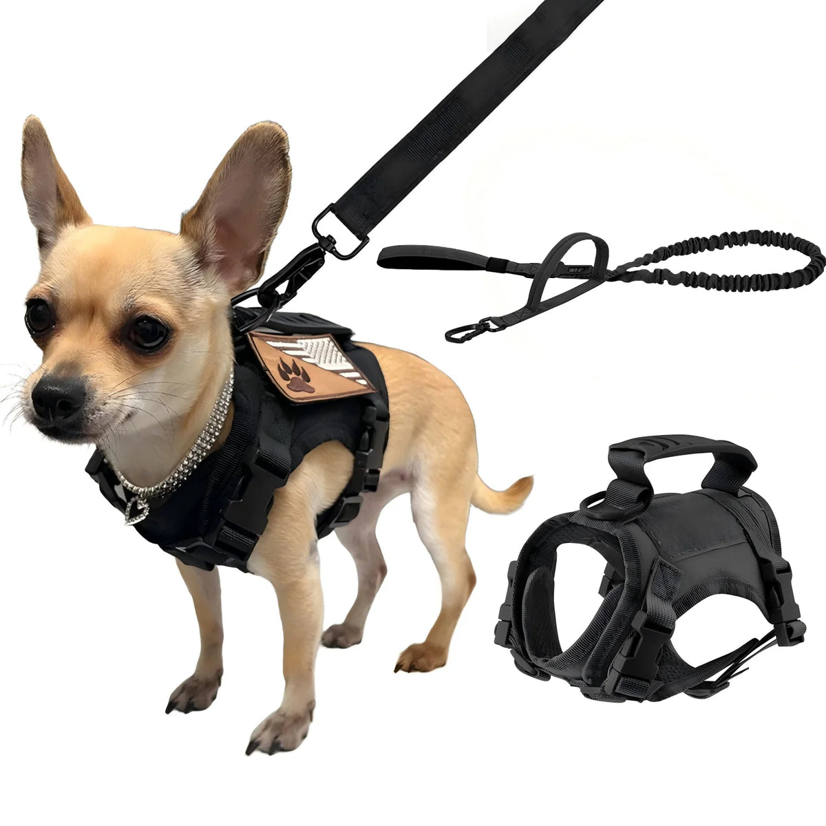 PetraVel Tactical Dog Harness Leash Set With Quick Release Buckle