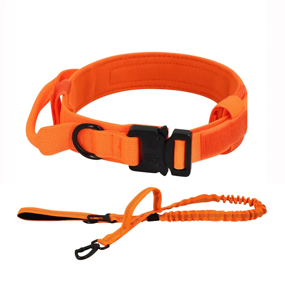 PetraVel Adjustable Tactical Dog Collar And Nylon Leash Set
