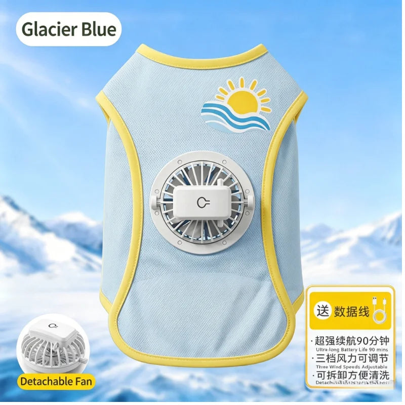 Detachable USB Fan Dog Cooling Vest UV Protective Summer Tank