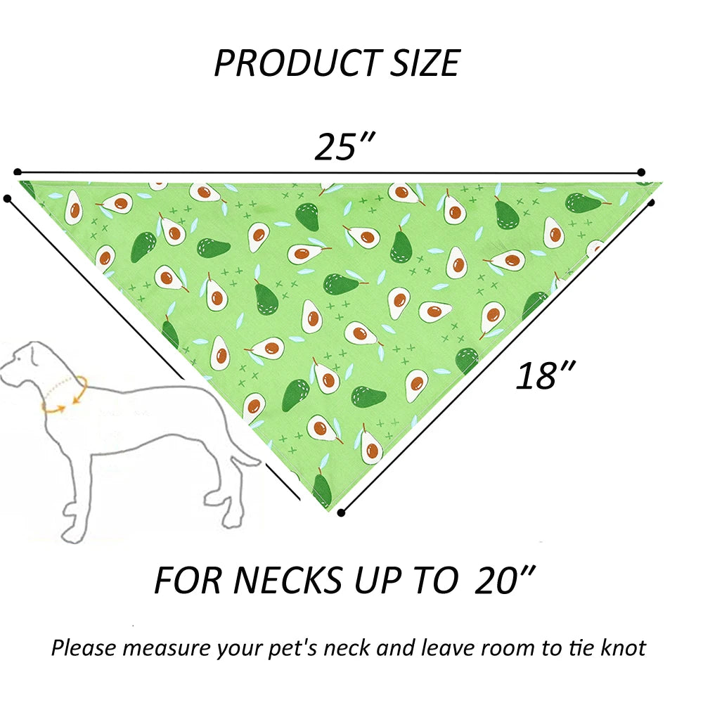 Washable Fruit Floral Dog Bandana Soft Adjustable Pet Scarf